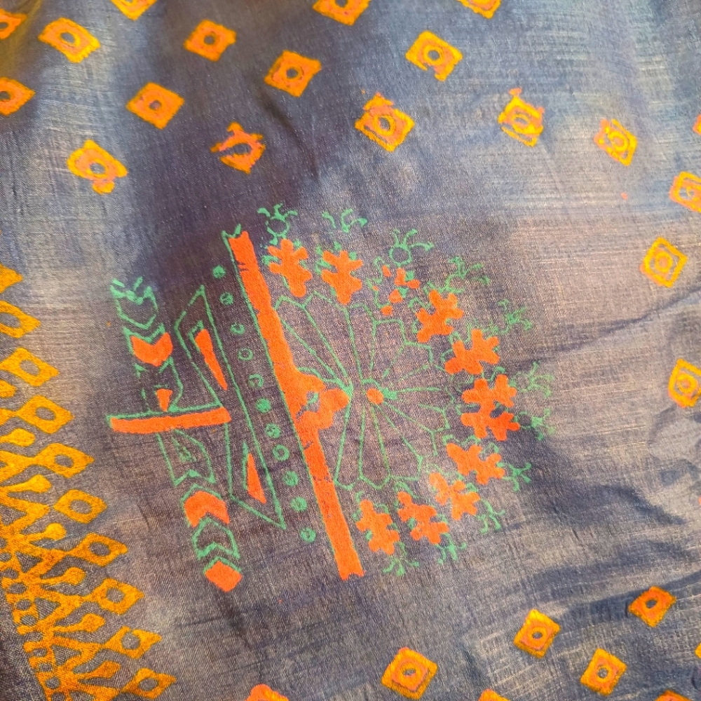 Tussar silk with Handblock printing Saree - Picture 7 of 10